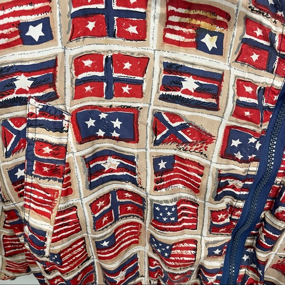 VINTAGE Bogari Silk Bomber Zip-up USA Patriotic Jacket Size Medium - Picture 5 of 7